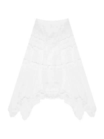 High waist slim lace white skirt【s0000007832】