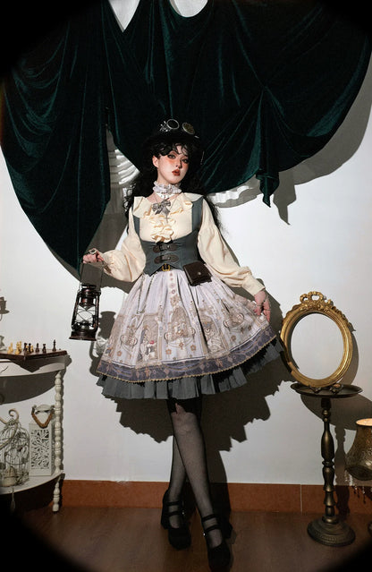 Miss Point - Demon Hunting Notes - Gothic Lolita Cross Print Short Skirt