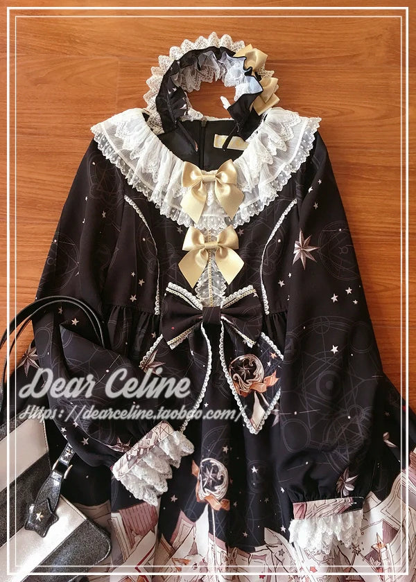 Dear Celine - Cat Professor's Magic Class - Daily Lolita OP Dress Long Sleeve Dress