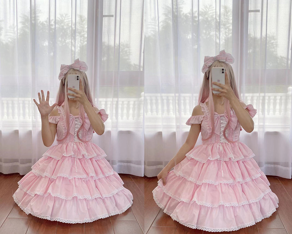Ilovexiaolu - Princess Tata Kawaii Solid Color Lolita JSK