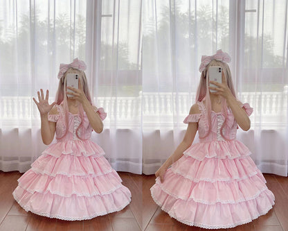 Ilovexiaolu - Princess Tata Kawaii Solid Color Lolita JSK