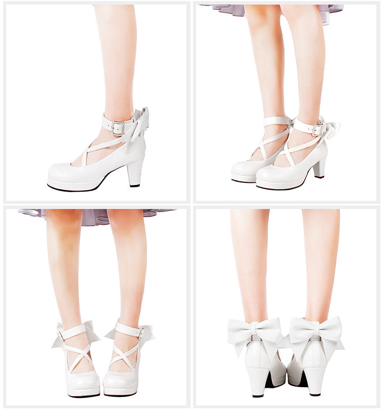 Angelic imprint - Elegant Lolita Shoes Princess Bowknot Lolita Heels Shoes
