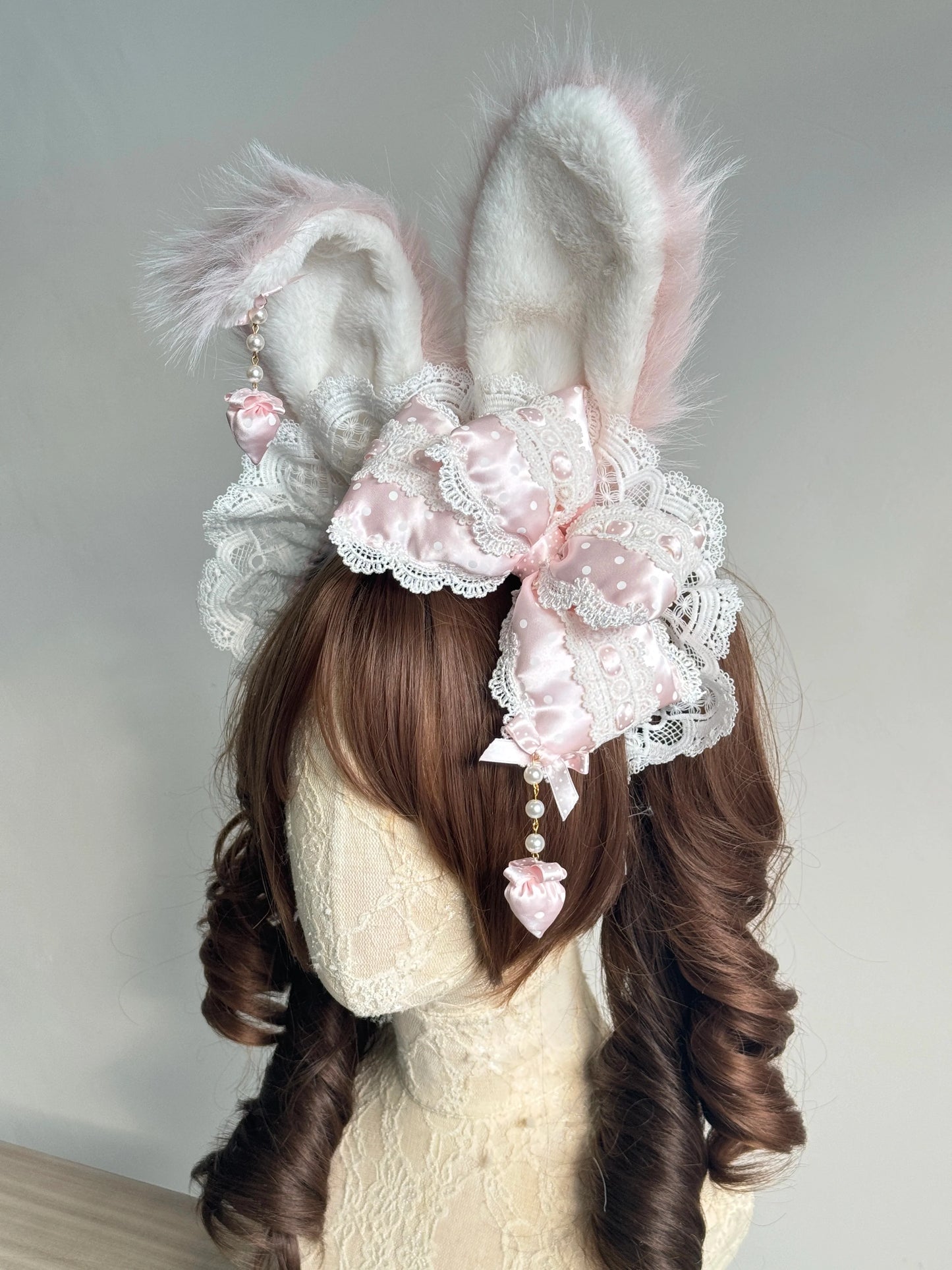 MAID - Sweet Lolita Headdress, Polka Dot Bow, Bunny Ear