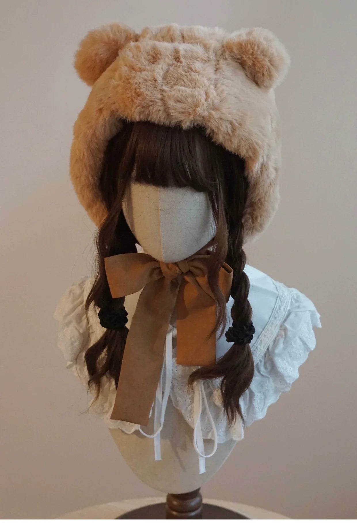 Besozealous - Winter Lolita Hat Bear Ears Hooded Hat