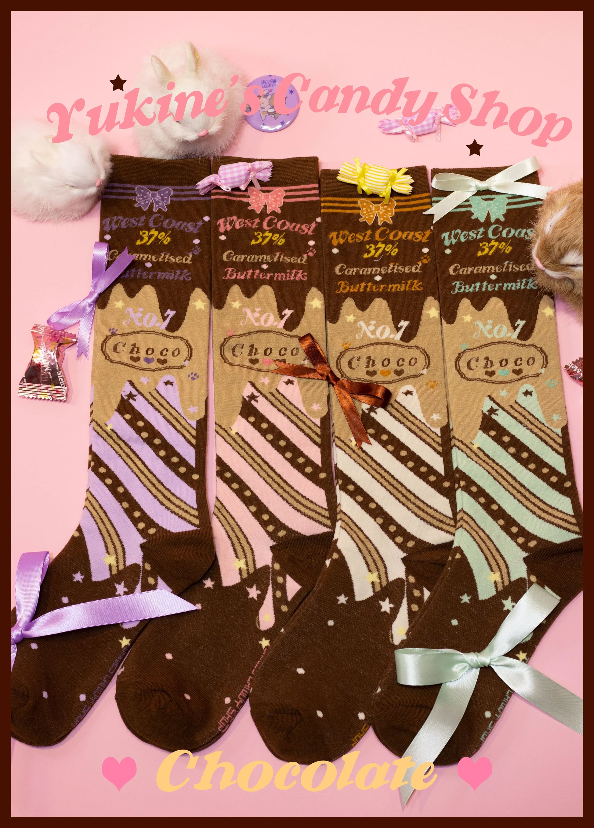 Yukines Box - Kawaii Lolita Chocolate Color Cotton Socks