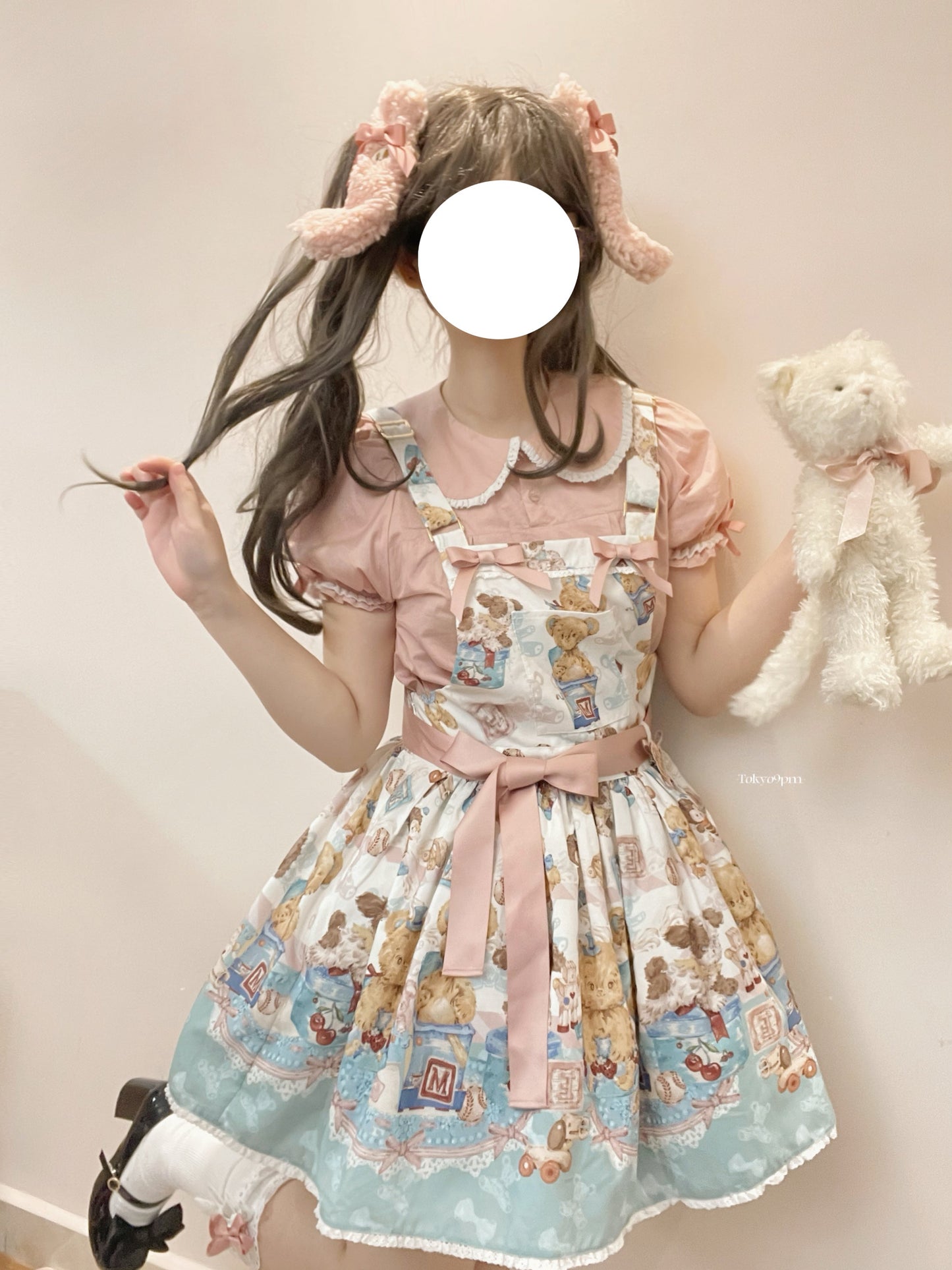 Walnut Museum - Toy Anniversary - Kawaii Lolita Dress Suit Bear Print JSK and Salopette