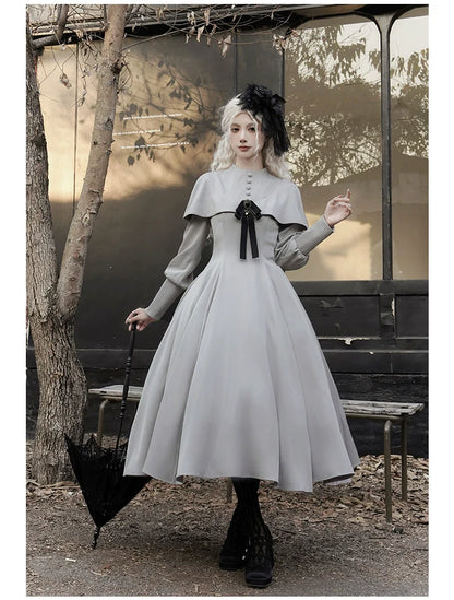 With PUJI - 13th Night - Gothic Lolita OP Dress with Built-in Cape
