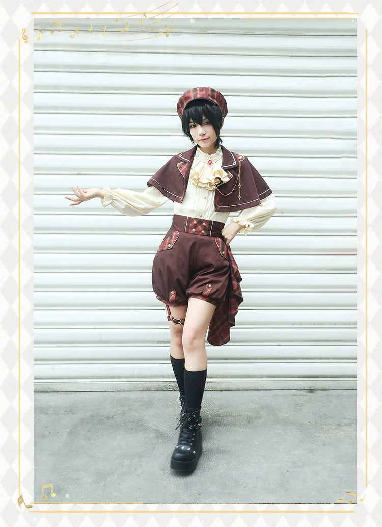 Forest Fluorescent Carps - Queen's Game - Military Lolita OP, Ouji Plaid Lolita Dress Set