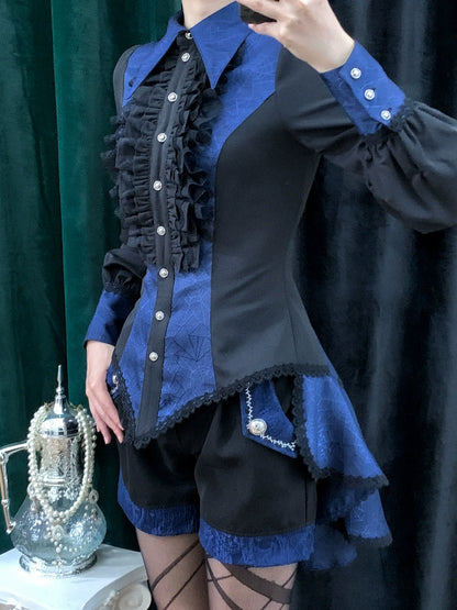 Little Dipper - Cold Rice - Ouji Lolita Shirt With Spiderweb Pattern in Several Versions