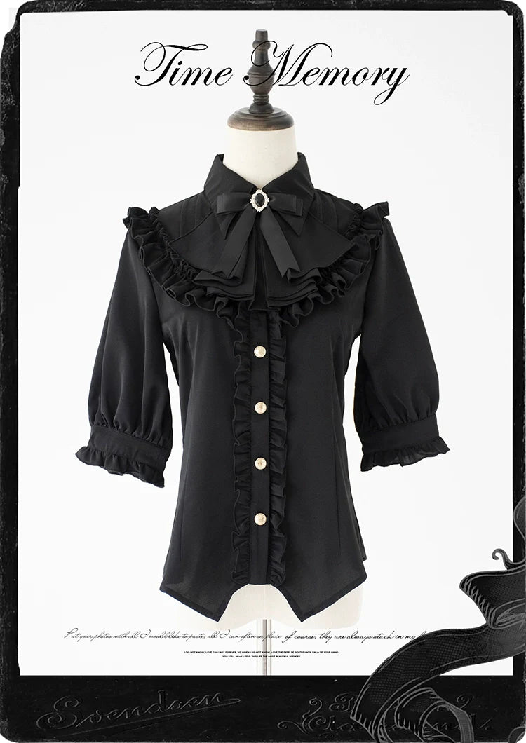 Time Memory - Earl Girl - Chiffon Classic Lolita Shirt, Mid-Length Mutton Sleeves