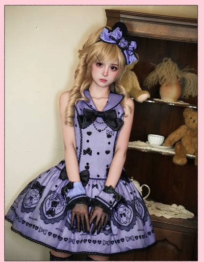 Alice Girl - Brown Sugar Bear - Printed Sweet Lolita Dress, Multiple Styles