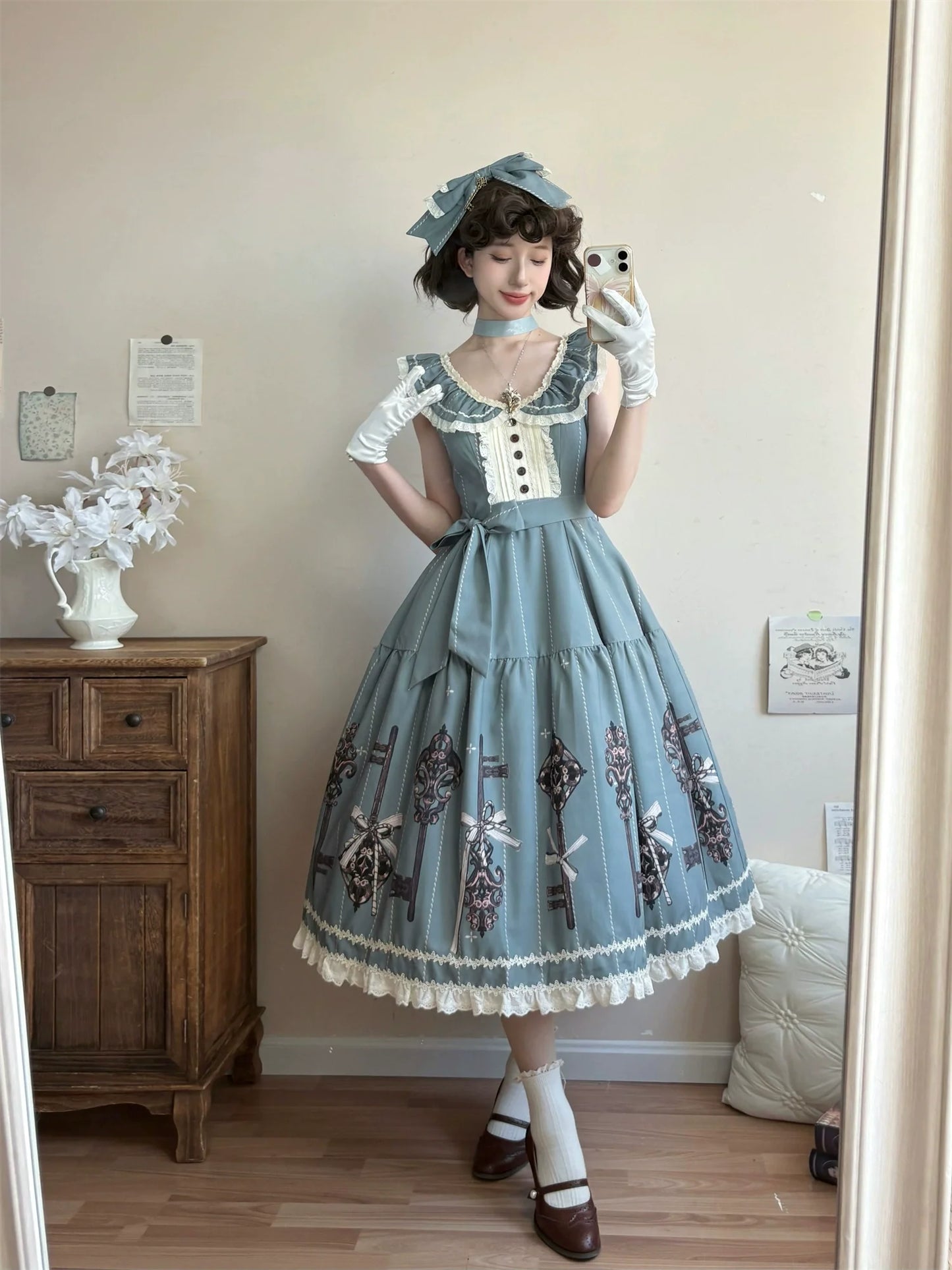 Uncle's Workshop - Secret Key - Classic Lolita Dress Suit, Key Print