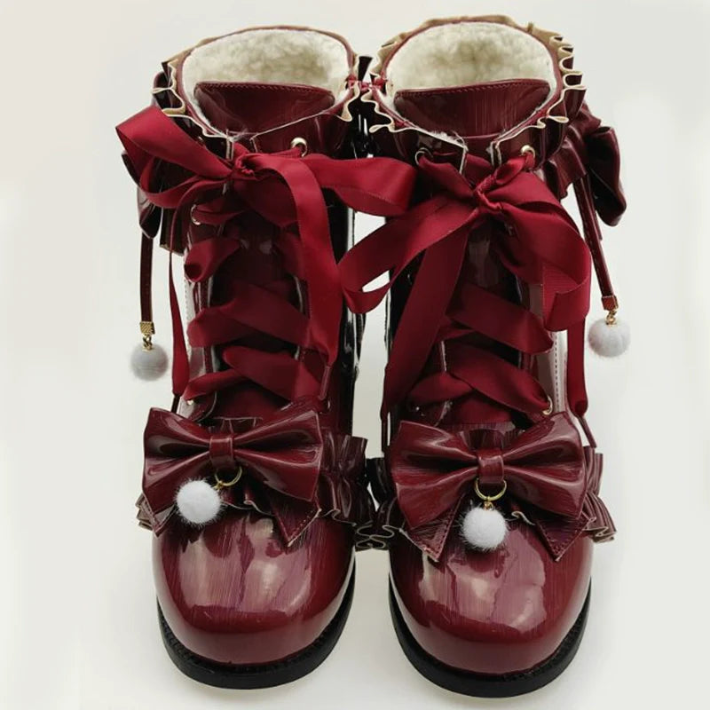 Fairy Godmother - Enthusiastic Ideation - Elegant Lolita Shoes Fleeced Short Martin Boots