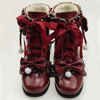 Fairy Godmother - Enthusiastic Ideation - Elegant Lolita Shoes Fleeced Short Martin Boots