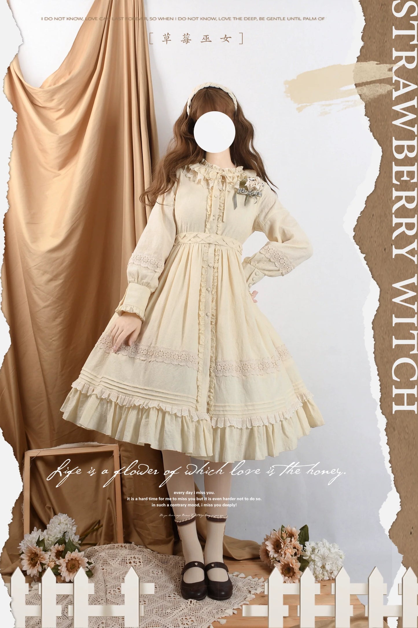 Strawberry Witch - The Spring - Cotton Lolita OP Dress with Long Sleeve