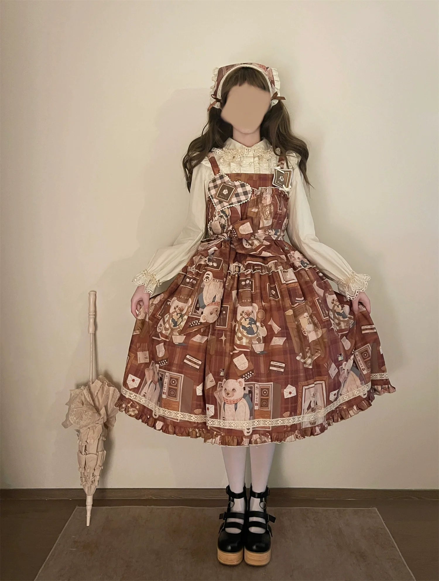 Babyblue - Gretel Bear - Vintage Lolita Dress Teddy Bear Prints Dress