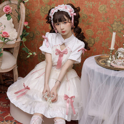 Eieyomi - Kawaii Lolita OP Dress Summer Dress Short Sleeve