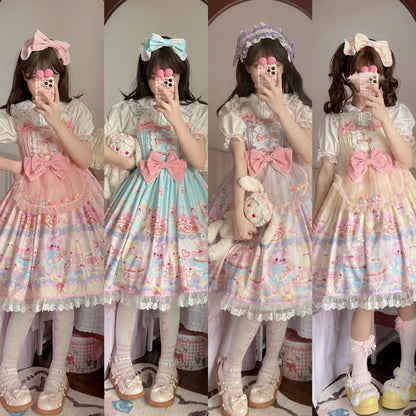 Sugar Girl - Kawaii Lolita Sweet JSK Dress, Cat Printed