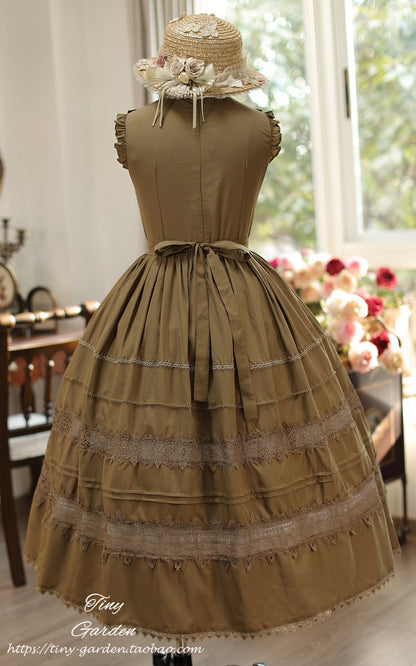 Tiny Garden - Spring Whisper - Solid Color Classic Lolita JSK Dress with Tulle Apron