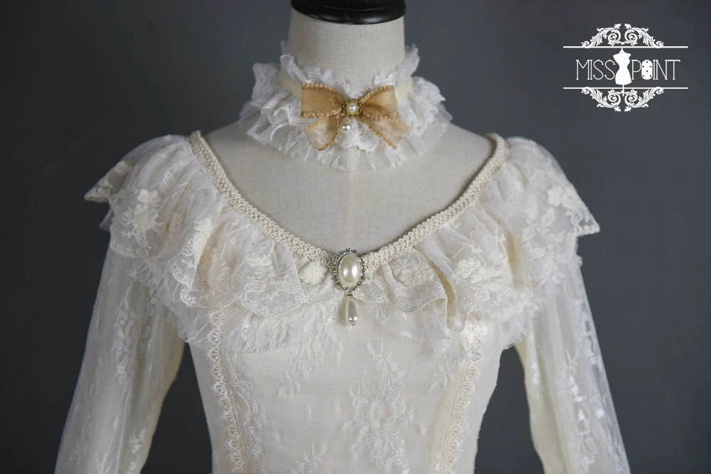 Miss Point - Dawn Girl - Reto Elegant lolita OP Dress Lace Long Sleeve