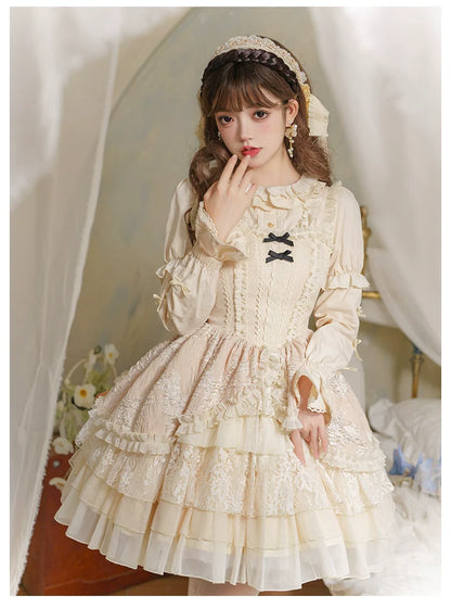 With PUJI - Music Box - Classic Lolita JSK Suit Ballet Cake Skrit