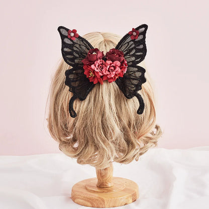 Tang Tang Craft - Gothic Lolita Black Lace Wing Hairclips