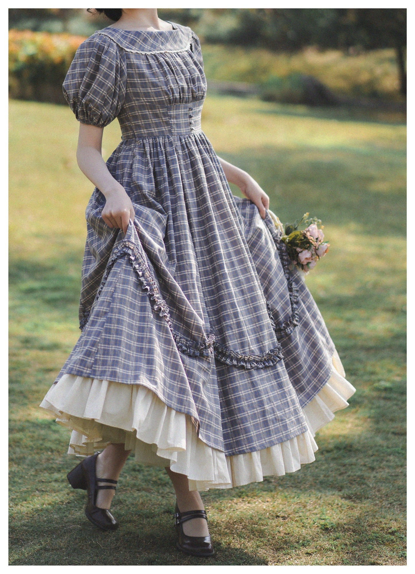 Forest Wardrobe - Forest Picnic - Classic Lolita OP Dress with Off-Shoulder and Lifting Hem