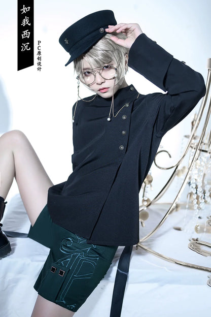 Princess Chronicles - Ruwoxichen - Retro Ouji Lolita Prince Style Black Blouse