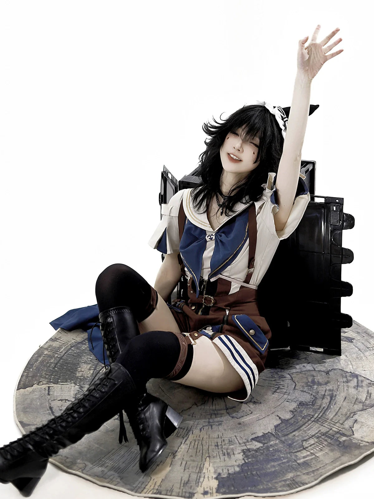 Designer's Gift - Voyager's Daily - Ouji Lolita Suspender Shorts Set with Shirt & Trailing