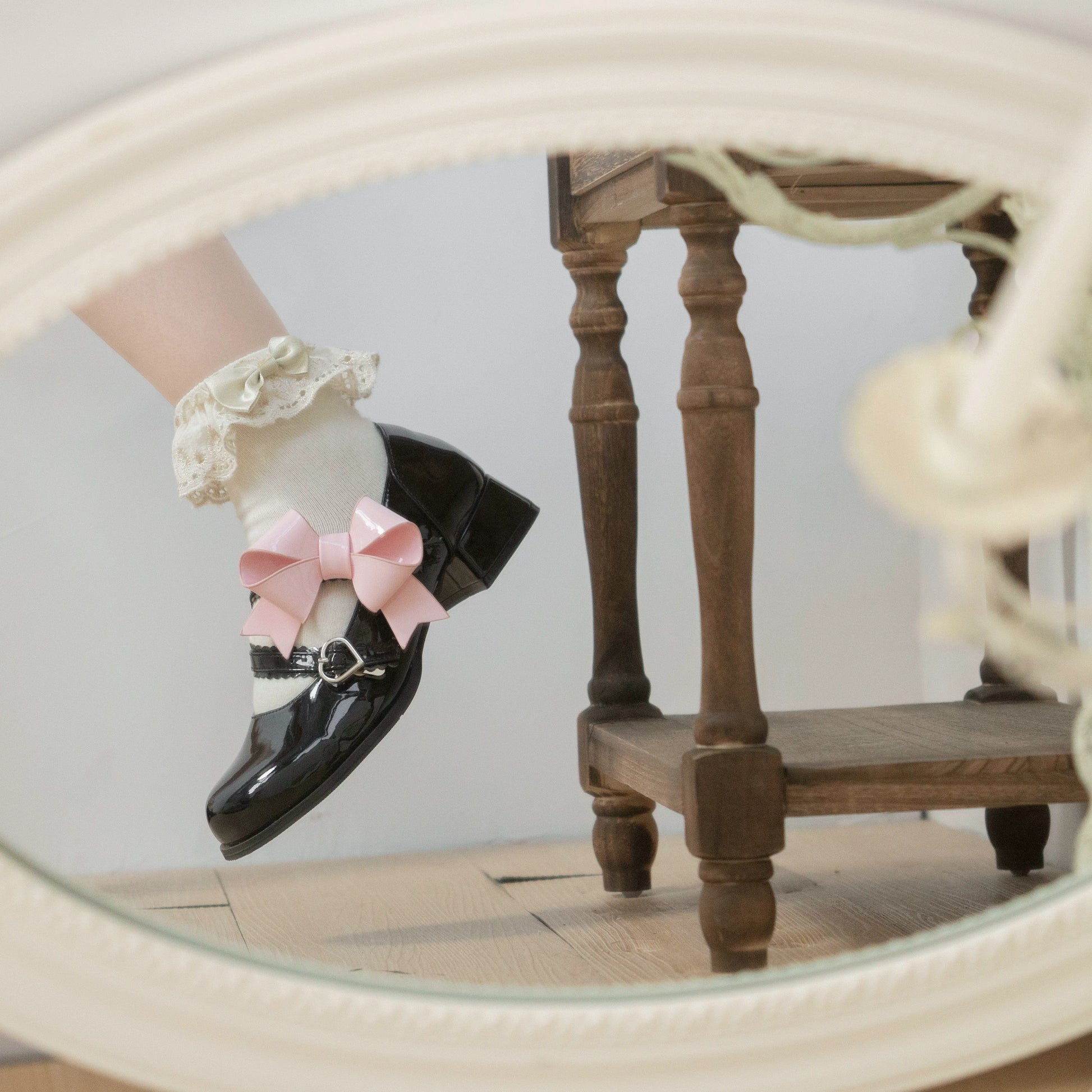 Dolly Doll - Apple Candy - Mary Jane Lolita Shoes Bow PU Low-Mid Heel Shoes