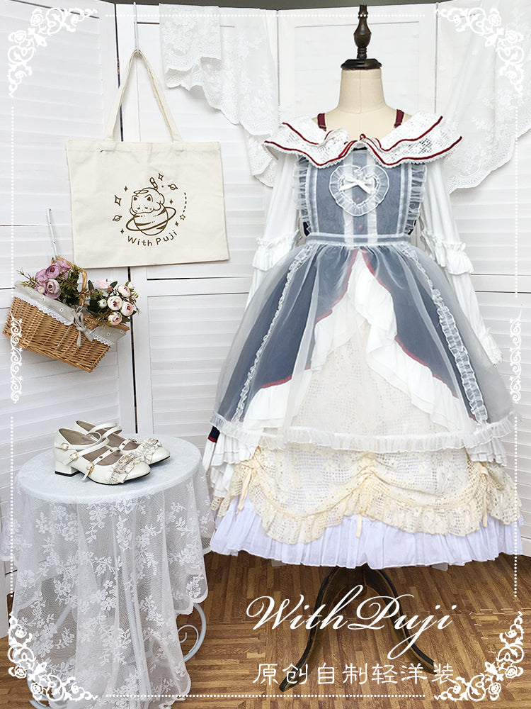 With Puji・朶now White - Lolita Flounce Hemline OP Dress