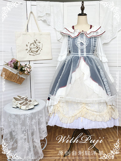 With Puji・朶now White - Lolita Flounce Hemline OP Dress