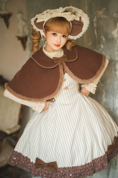 Miss Point - Classical Chocolate - Winter Classic Lolita Cape with Sweet Perter-pan Collar