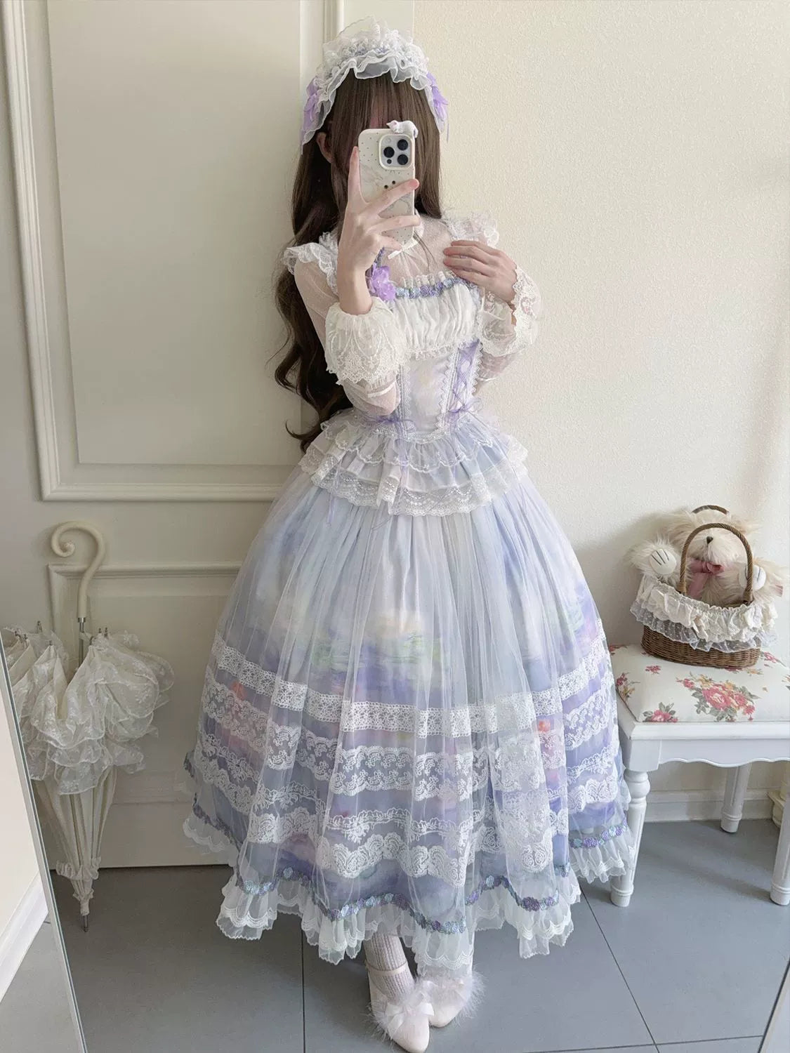 Hanguliang - Foggy Vineyard - Fishbone Classic Lolita Bodice, Maxi Skirt
