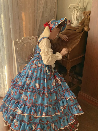 Miss Point - Forest Berry Bunny - Sweet Lolita JSK Elegant Bunny Print Dress