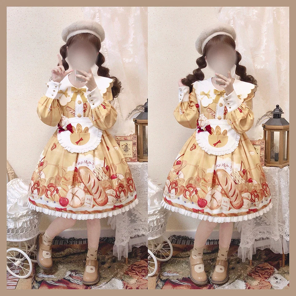 Chemical Romance - Freshly Baked Bread - Sweet Lolita OP Dress Long Sleeve Dress