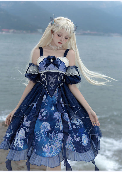 YingLuoFu - Original Elegant Lolita Blue Lolita JSK