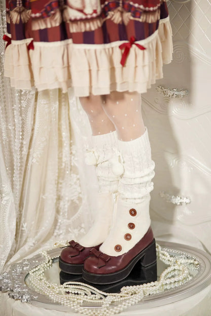 Dolly Doll - Winter Lolita Boots Fur Mary Jane Lolita Low Heel Shoes