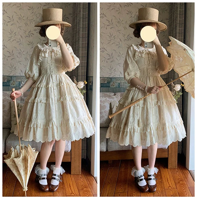 Forest Song - Daily Lolita Shirt Apricot Embroidered Blouse