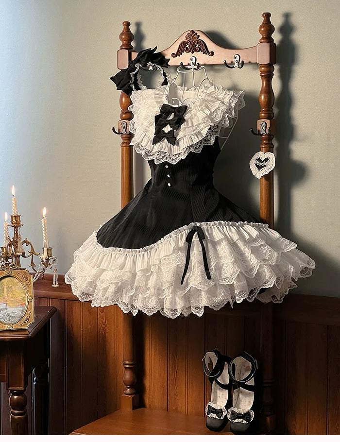 Alice Girl - Arrogant Miss - Sweet Lolita Jumper Dress with Tiered Lace Dress