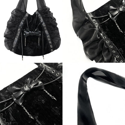 Broken bone - Gothic Lolita Black Velvet Shoulder Bag