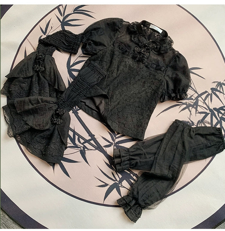 With PUJI - Moon Gauze - Qi Lolita Blouse Chinese Style Shirt