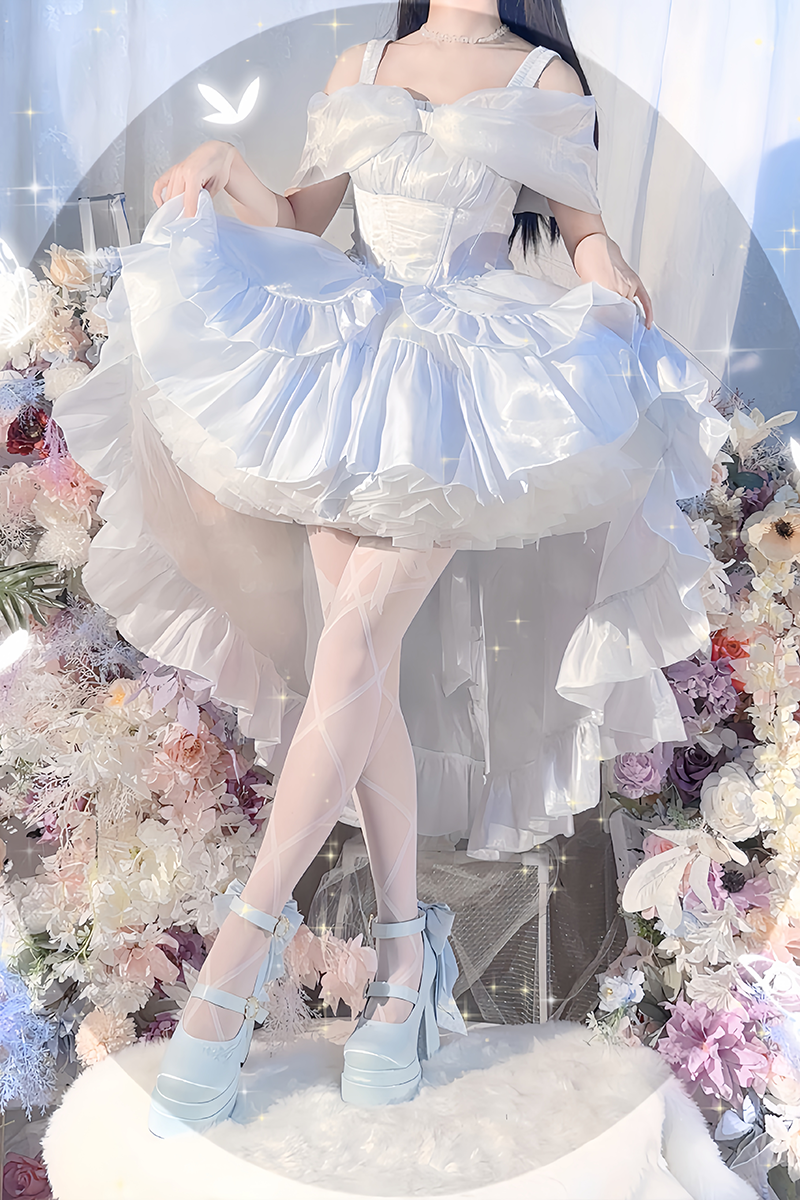Dreamland - Floating Dream Lily - Elegant Lolita High Heel Shoes, Detachable Bow