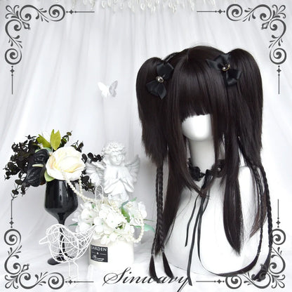 Sinwavy - Gothic Lolita Wig Black Natural Hair With Ponytails & Braids