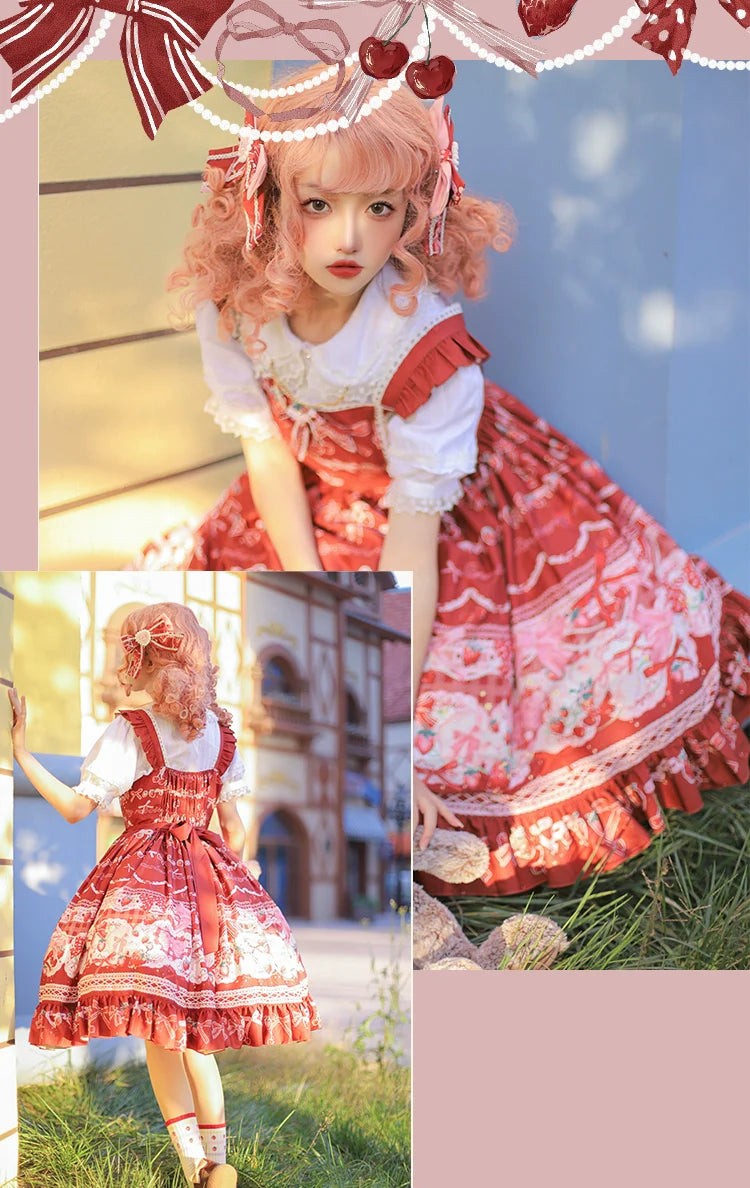 OCELOT - Sweet Lolita Lolita JSK and SK Rabbit Strawberry Dress