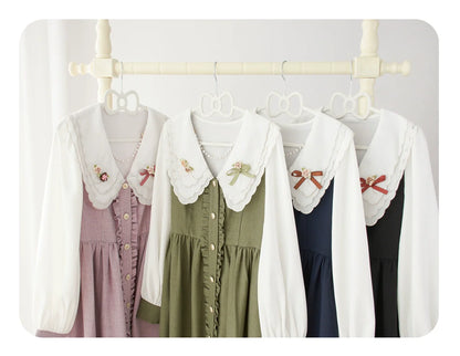 EESSILY - Window Rose - Classic Lolita OP Front Buttoned Embroidery Lolita Dress