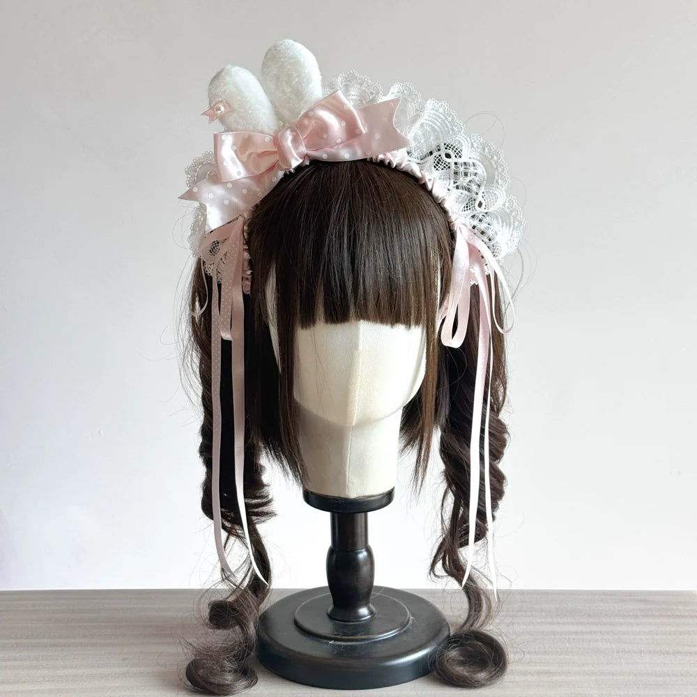 MAID - Sweet Lolita Bunny Ear Headband, Customizable Color