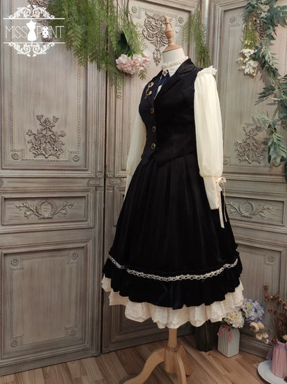 Miss Point - Rose Doll - Retro Lolita Vest Velvet Lolita Waistcoat