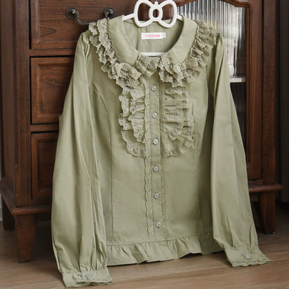 MIST - Half Sugar Milk Cake - Kawaii Lolita Blouse Peter-pan Collar and Puffy Sleeve Shirt