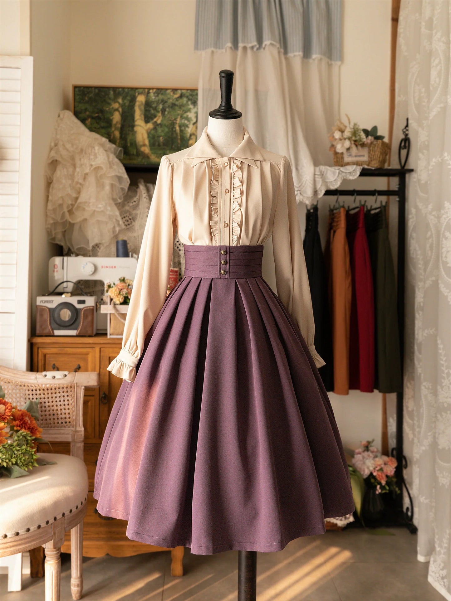 Forest Wardrobe - Forest Basket - Elegant Lolita Shirt Retro Dual Collar Versatile Shirt